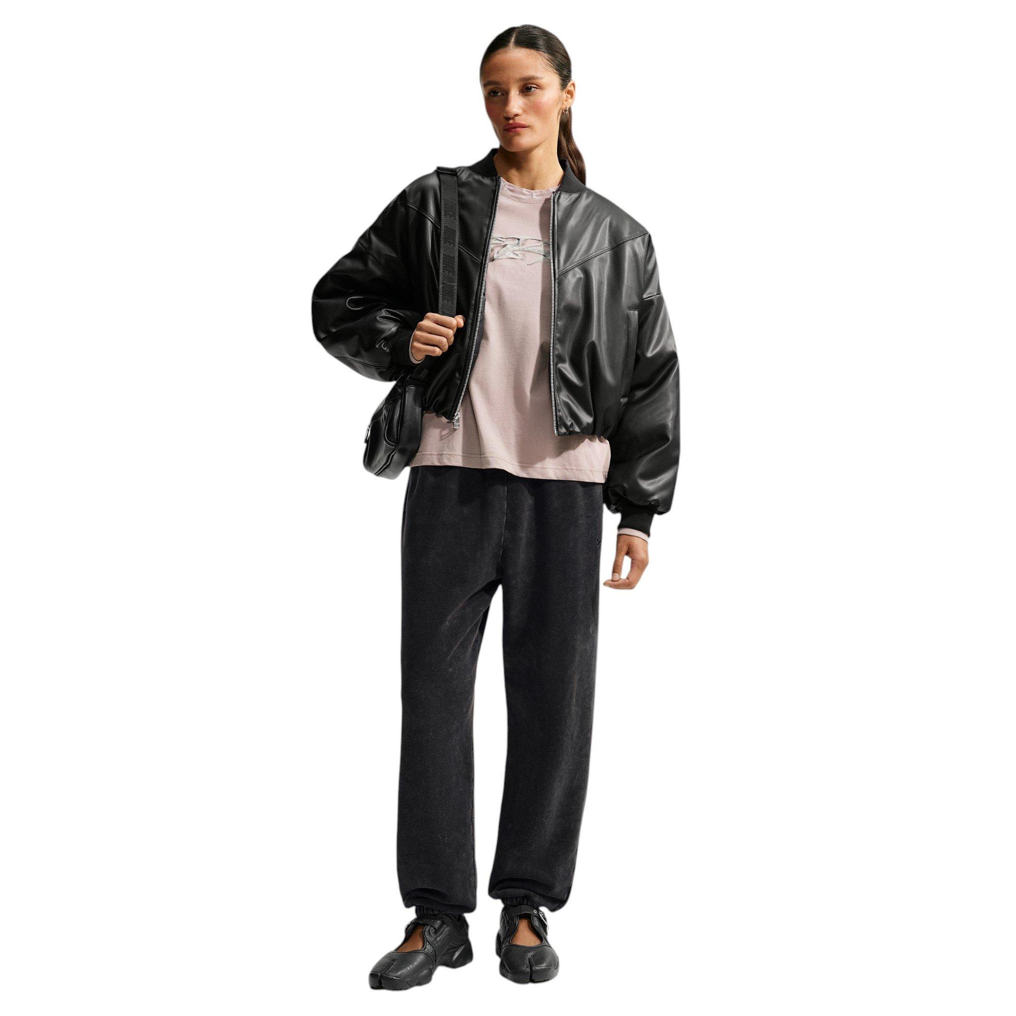 Nike Women's Studio Fleece Medium Weight Oversized High-Rise Washed Cuffed Sweatpants - Black - BLACK